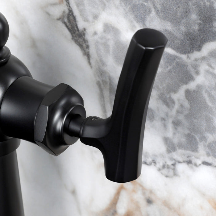 Kingston Tulare KS3540TKL - Hallerbos One-Handle 1-Hole Bathroom Faucet with Push Pop-Up Drain, Matte Black