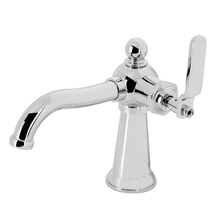 Kingston Tulare KS3541KL - Knight One-Handle 1-Hole Bathroom Faucet with Push Pop-Up Drain, Polished Chrome