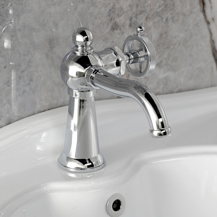 Kingston Tulare KS3541RNK - Levante One-Handle 1-Hole Bathroom Faucet with Push Pop-Up Drain, Polished Chrome