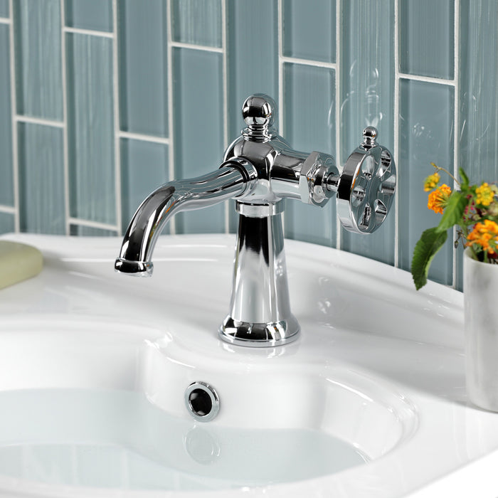 Kingston Tulare KS3541RX - Belknap One-Handle 1-Hole Bathroom Faucet with Push Pop-Up Drain, Polished Chrome