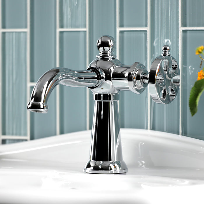Kingston Tulare KS3541RX - Belknap One-Handle 1-Hole Bathroom Faucet with Push Pop-Up Drain, Polished Chrome