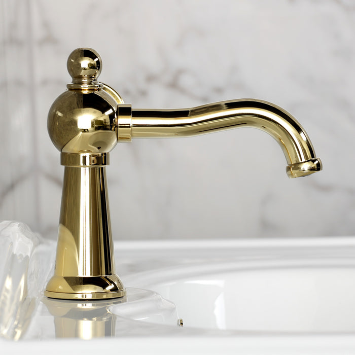 Kingston Tulare KS3542RNK - Levante One-Handle 1-Hole Bathroom Faucet with Push Pop-Up Drain, Polished Brass