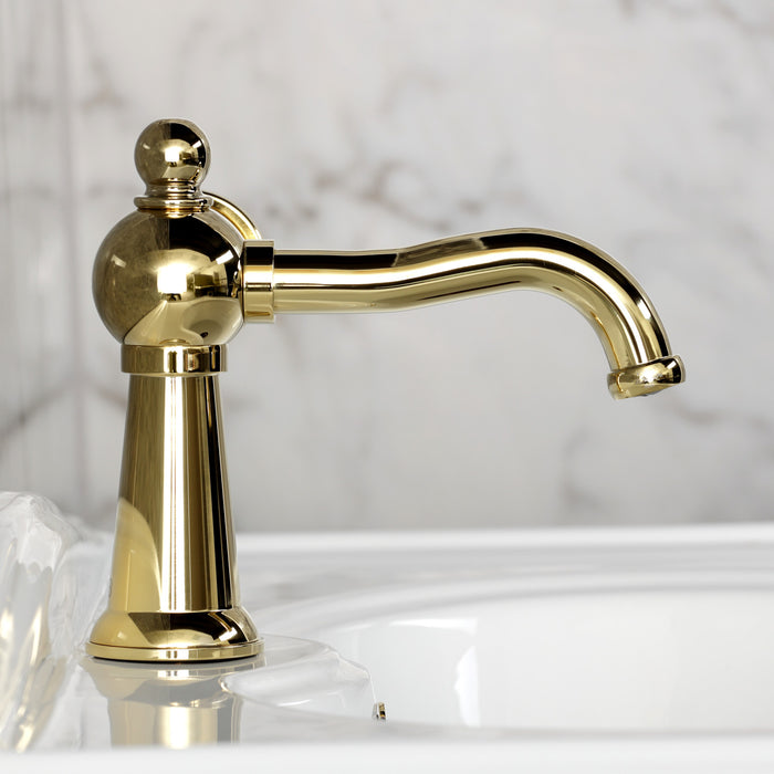 Kingston Tulare KS3542RNX - Ostro One-Handle 1-Hole Bathroom Faucet with Push Pop-Up Drain, Polished Brass
