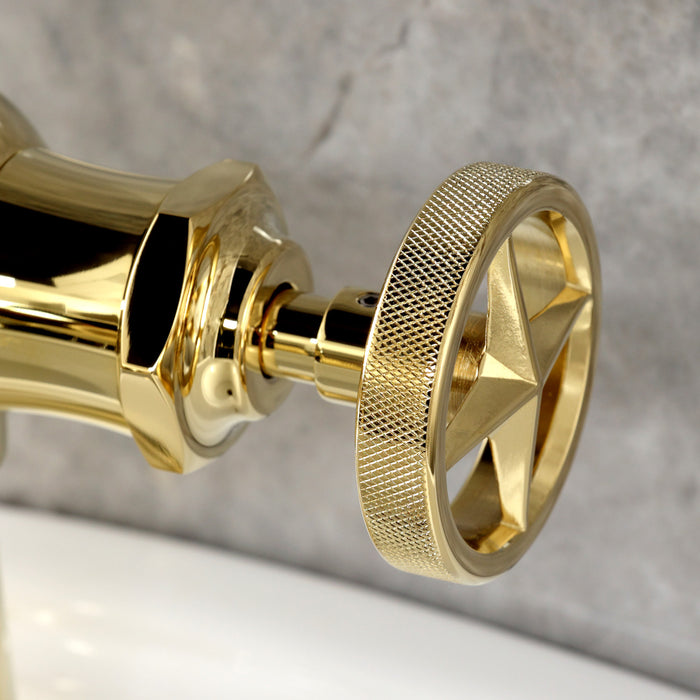 Kingston Tulare KS3542RNX - Ostro One-Handle 1-Hole Bathroom Faucet with Push Pop-Up Drain, Polished Brass