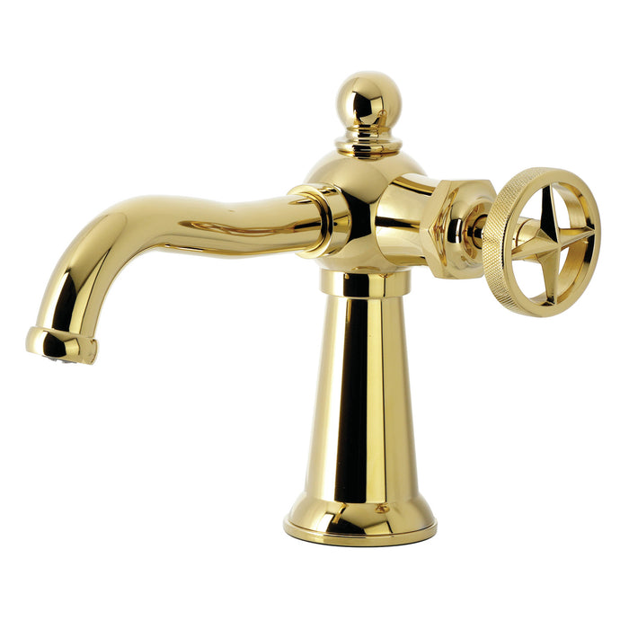 Kingston Tulare KS3542RNX - Ostro One-Handle 1-Hole Bathroom Faucet with Push Pop-Up Drain, Polished Brass