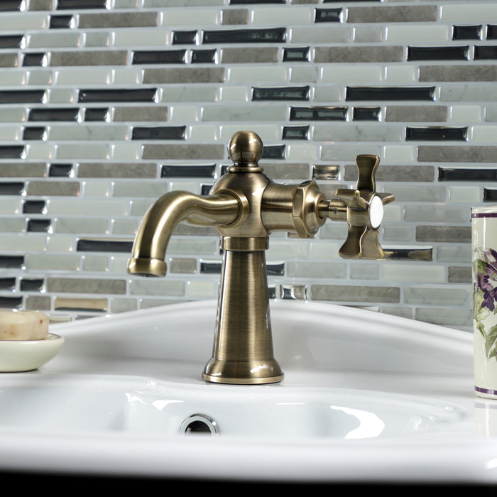 Kingston Heirloom KS3543NX - Hamilton One-Handle 1-Hole Bathroom Faucet with Push Pop-Up Drain, Antique Brass