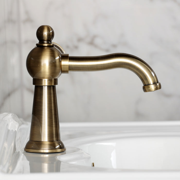 Kingston Tulare KS3543RNK - Levante One-Handle 1-Hole Bathroom Faucet with Push Pop-Up Drain, Antique Brass