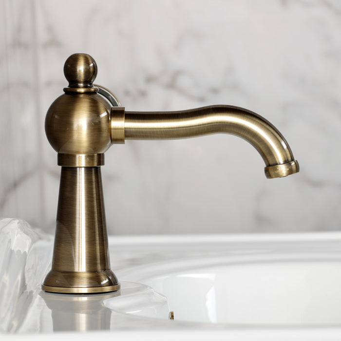 Kingston Tulare KS3543RNX - Ostro One-Handle 1-Hole Bathroom Faucet with Push Pop-Up Drain, Antique Brass