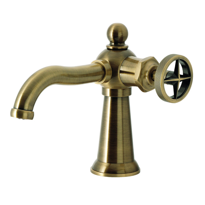 Kingston Tulare KS3543RNX - Ostro One-Handle 1-Hole Bathroom Faucet with Push Pop-Up Drain, Antique Brass