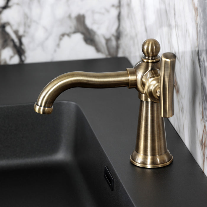 Hallerbos KS3543TKL One-Handle 1-Hole Bathroom Faucet with Push Pop-Up Drain, Antique Brass