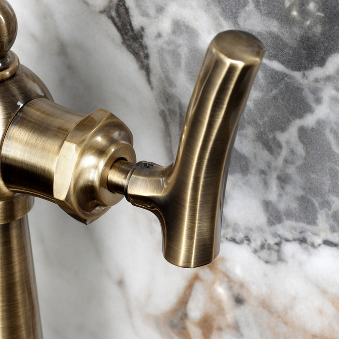 Hallerbos KS3543TKL One-Handle 1-Hole Bathroom Faucet with Push Pop-Up Drain, Antique Brass