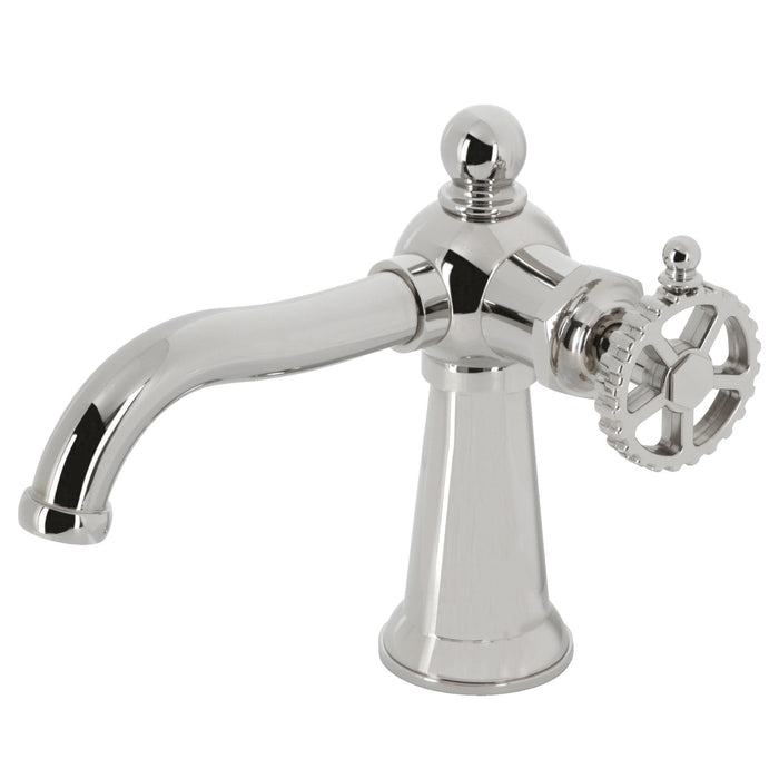 Kingston Tulare KS3546CG - Fuller One-Handle 1-Hole Bathroom Faucet with Push Pop-Up Drain, Polished Nickel