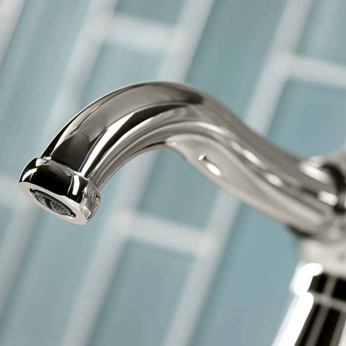 Kingston Tulare KS3546KL - Knight One-Handle 1-Hole Bathroom Faucet with Push Pop-Up Drain, Polished Nickel