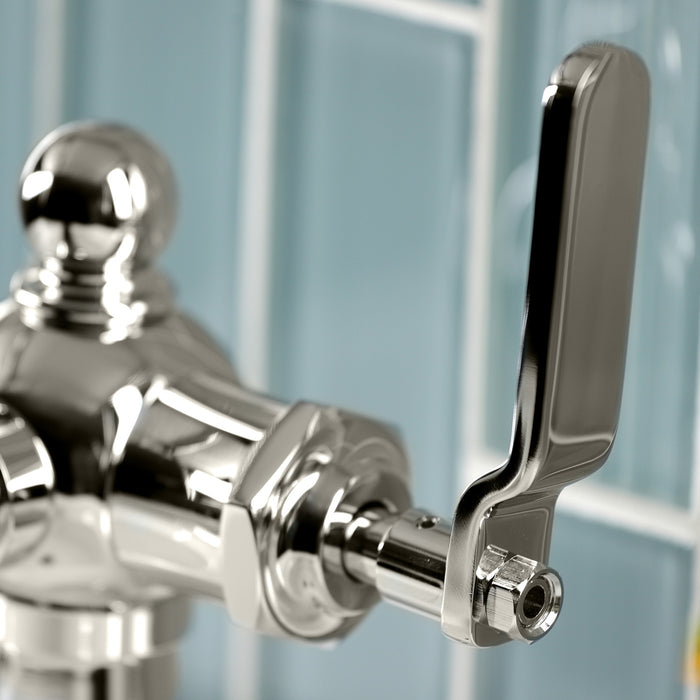 Kingston Tulare KS3546KL - Knight One-Handle 1-Hole Bathroom Faucet with Push Pop-Up Drain, Polished Nickel