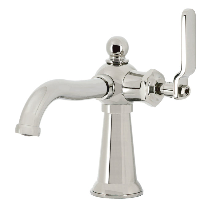 Kingston Tulare KS3546KL - Knight One-Handle 1-Hole Bathroom Faucet with Push Pop-Up Drain, Polished Nickel