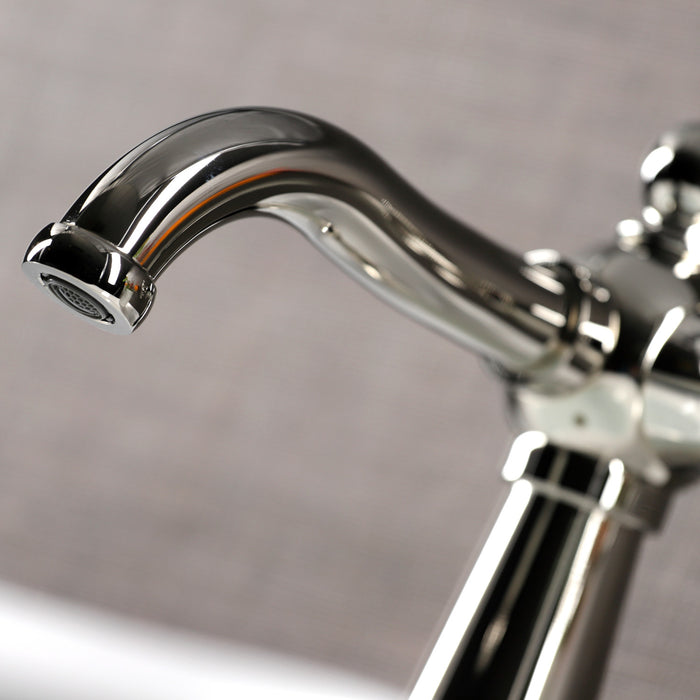Kingston Tulare KS3546RKX - Webb One-Handle 1-Hole Bathroom Faucet with Knurled Handle and Push Pop-Up Drain, Polished Nickel