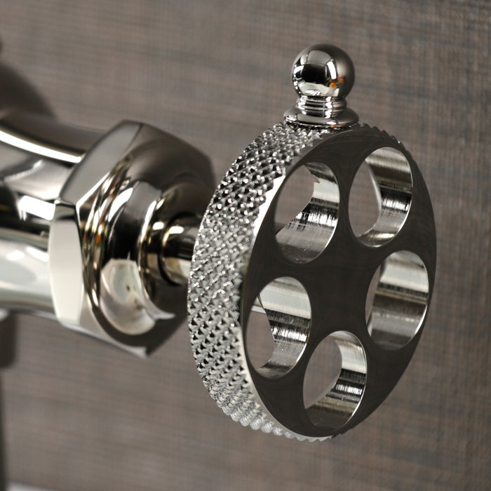 Kingston Tulare KS3546RKX - Webb One-Handle 1-Hole Bathroom Faucet with Knurled Handle and Push Pop-Up Drain, Polished Nickel