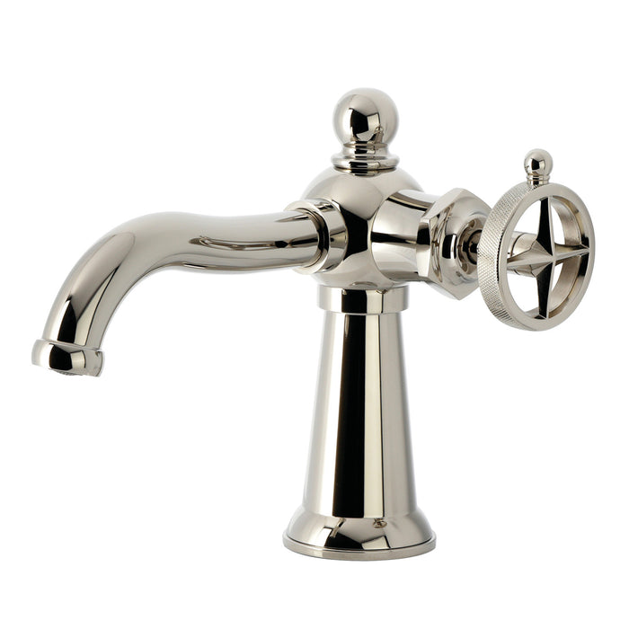 Kingston Tulare KS3546RNK - Levante One-Handle 1-Hole Bathroom Faucet with Push Pop-Up Drain, Polished Nickel
