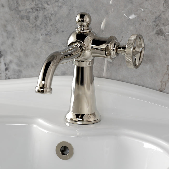 Kingston Tulare KS3546RNX - Ostro One-Handle 1-Hole Bathroom Faucet with Push Pop-Up Drain, Polished Nickel