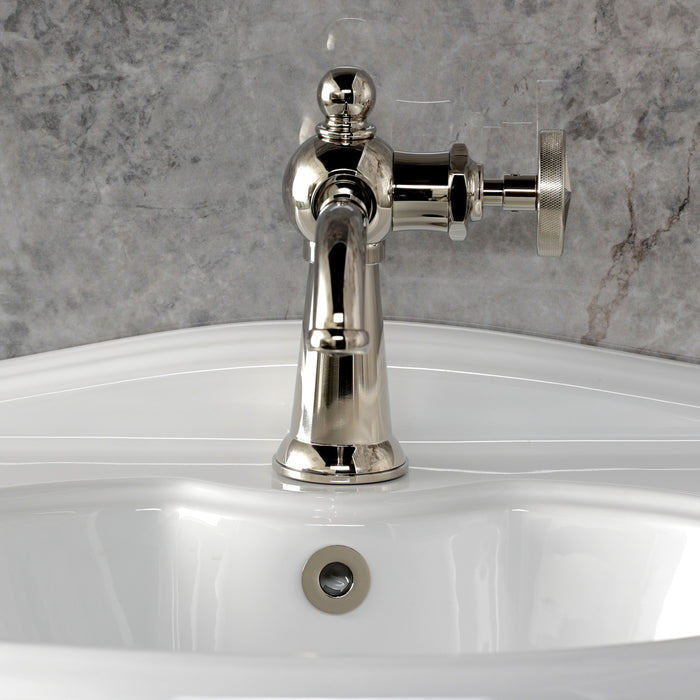 Kingston Tulare KS3546RNX - Ostro One-Handle 1-Hole Bathroom Faucet with Push Pop-Up Drain, Polished Nickel