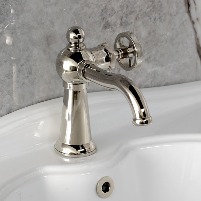 Kingston Tulare KS3546RNX - Ostro One-Handle 1-Hole Bathroom Faucet with Push Pop-Up Drain, Polished Nickel