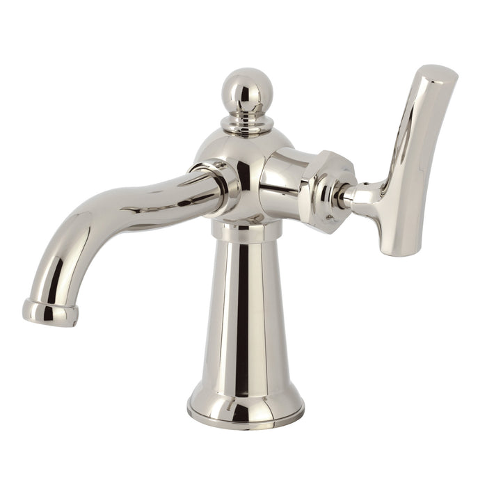 Kingston Tulare KS3546TKL - Hallerbos One-Handle 1-Hole Bathroom Faucet with Push Pop-Up Drain, Polished Nickel