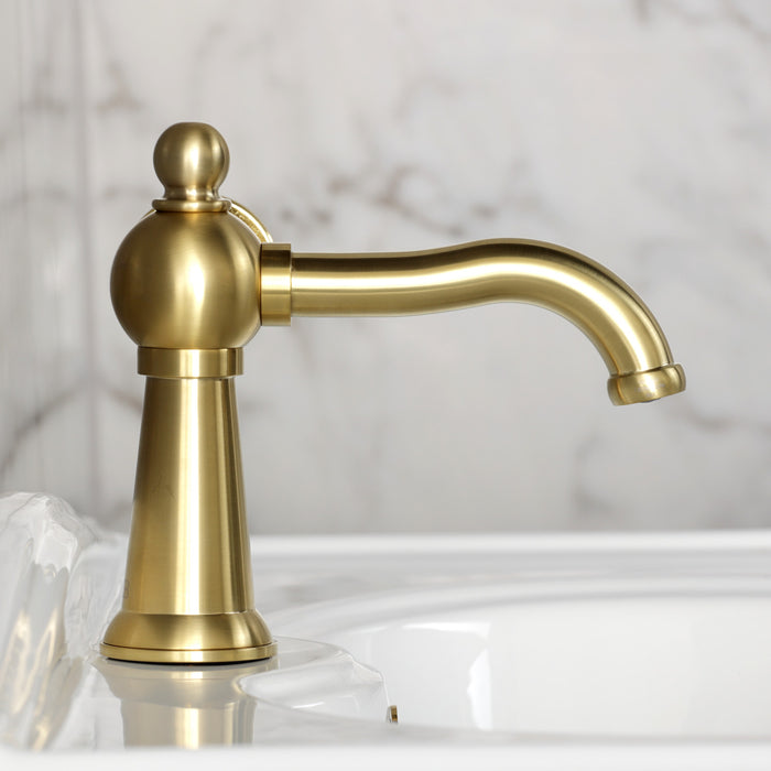 Kingston Tulare KS3547RNX - Ostro One-Handle 1-Hole Bathroom Faucet with Push Pop-Up Drain, Brushed Brass