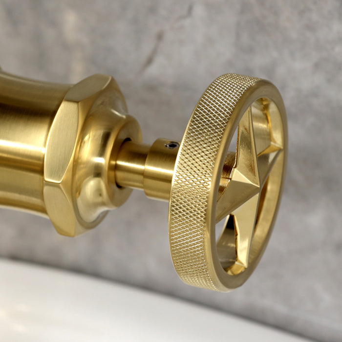 Kingston Tulare KS3547RNX - Ostro One-Handle 1-Hole Bathroom Faucet with Push Pop-Up Drain, Brushed Brass