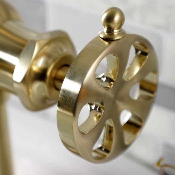 Kingston Tulare KS3547RX - Belknap One-Handle 1-Hole Bathroom Faucet with Push Pop-Up Drain, Brushed Brass