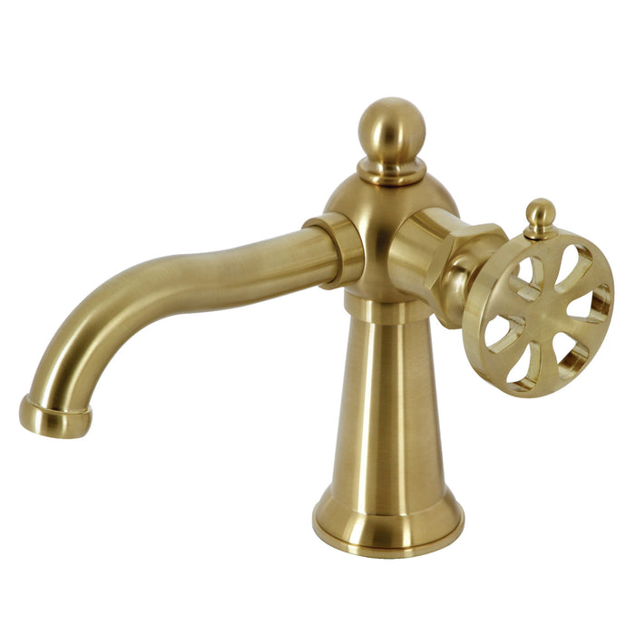 Kingston Tulare KS3547RX - Belknap One-Handle 1-Hole Bathroom Faucet with Push Pop-Up Drain, Brushed Brass
