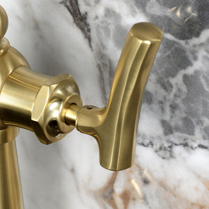Kingston Tulare KS3547TKL - Hallerbos One-Handle 1-Hole Bathroom Faucet with Push Pop-Up Drain, Brushed Brass