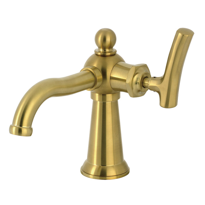 Kingston Tulare KS3547TKL - Hallerbos One-Handle 1-Hole Bathroom Faucet with Push Pop-Up Drain, Brushed Brass