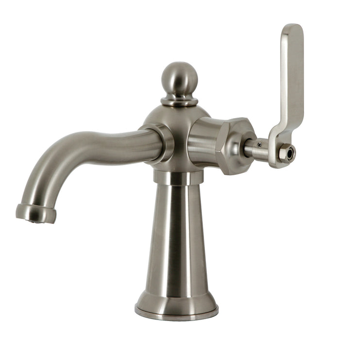 Kingston Tulare KS3548KL - Knight One-Handle 1-Hole Bathroom Faucet with Push Pop-Up Drain, Brushed Nickel