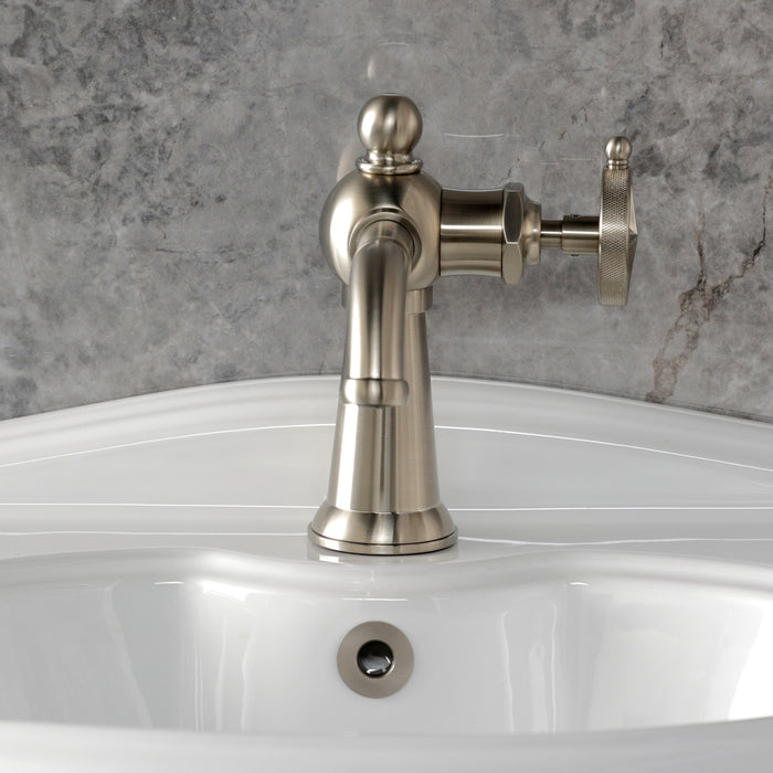 Kingston Tulare KS3548RNK - Levante One-Handle 1-Hole Bathroom Faucet with Push Pop-Up Drain, Brushed Nickel
