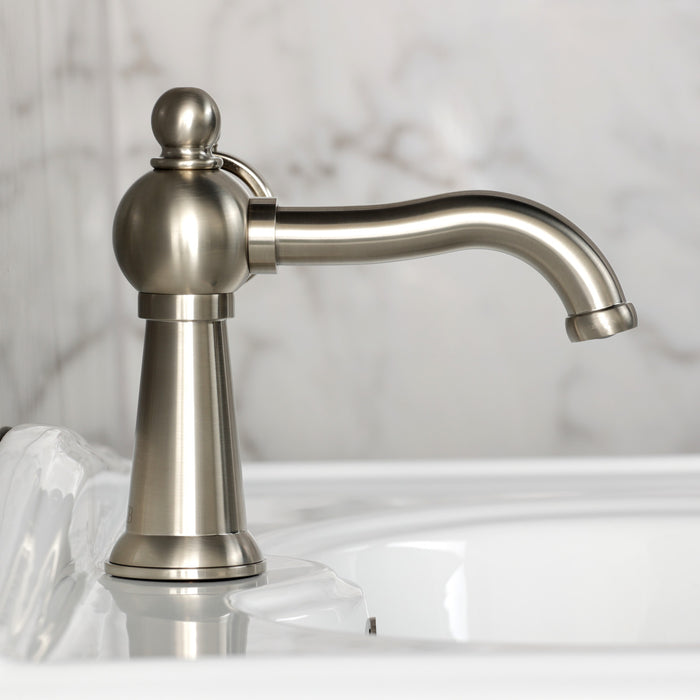 Kingston Tulare KS3548RNK - Levante One-Handle 1-Hole Bathroom Faucet with Push Pop-Up Drain, Brushed Nickel