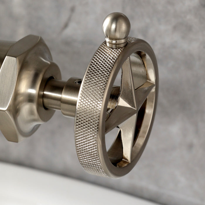 Kingston Tulare KS3548RNK - Levante One-Handle 1-Hole Bathroom Faucet with Push Pop-Up Drain, Brushed Nickel