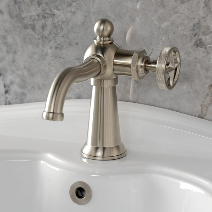 Kingston Tulare KS3548RNX - Ostro One-Handle 1-Hole Bathroom Faucet with Push Pop-Up Drain, Brushed Nickel