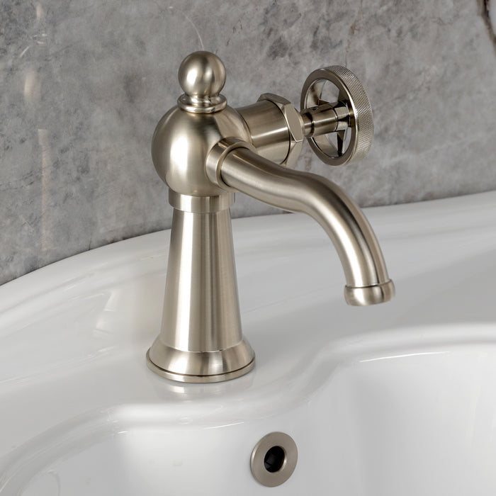 Kingston Tulare KS3548RNX - Ostro One-Handle 1-Hole Bathroom Faucet with Push Pop-Up Drain, Brushed Nickel