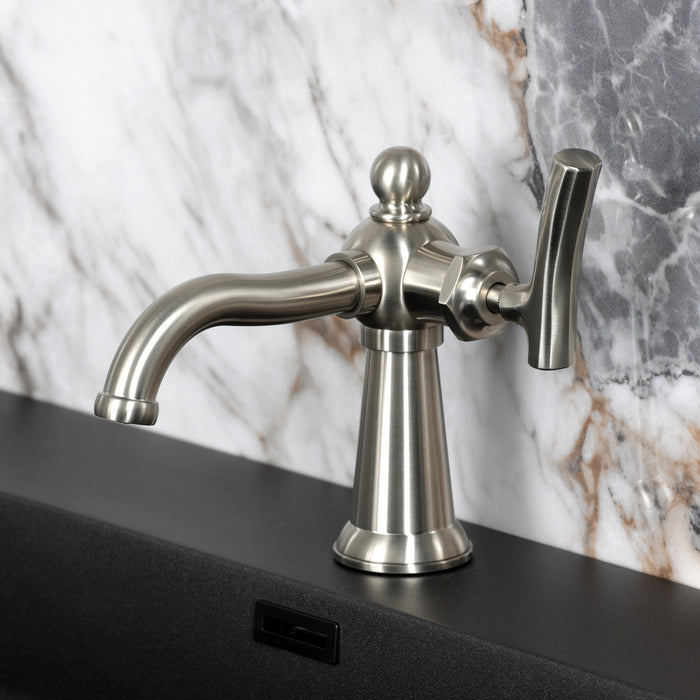 Kingston Tulare KS3548TKL - Hallerbos One-Handle 1-Hole Bathroom Faucet with Push Pop-Up Drain, Brushed Nickel