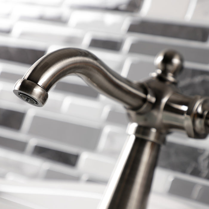 Kingston Tulare KS354RKXVN - Webb One-Handle 1-Hole Bathroom Faucet with Knurled Handle and Push Pop-Up Drain, Black Stainless