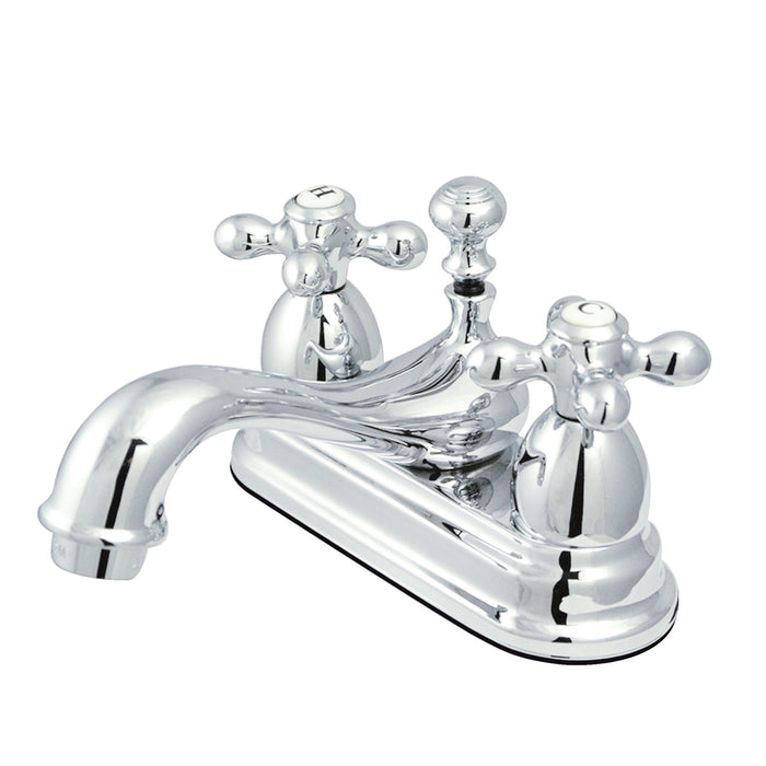 Kingston Heirloom KS3601AX - Restoration Double-Handle 3-Hole Deck Mount 4-Inch Centerset Bathroom Faucet with Brass Pop-Up, Polished Chrome