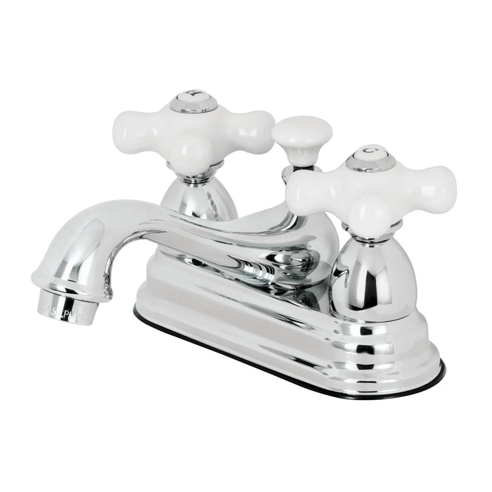Kingston Heirloom KS3601PX - Restoration Double-Handle 3-Hole Deck Mount 4-Inch Centerset Bathroom Faucet with Brass Pop-Up, Polished Chrome