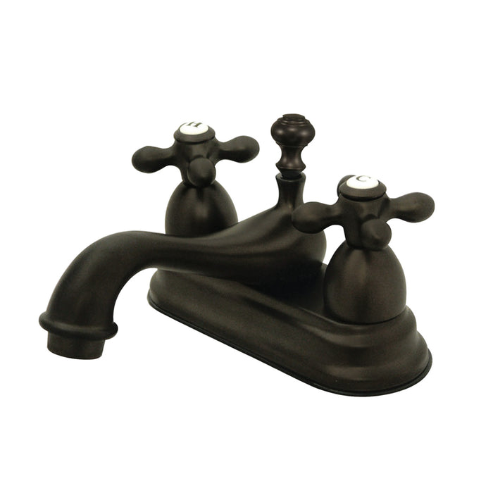 Kingston Heirloom KS3605AX - Restoration Double-Handle 3-Hole Deck Mount 4-Inch Centerset Bathroom Faucet with Brass Pop-Up, Oil Rubbed Bronze