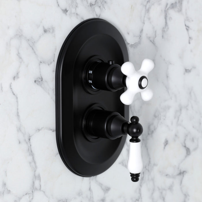 Kingston Restoration KS36300PLE Thermostatic Shower Valve and Trim Kit, Matte Black