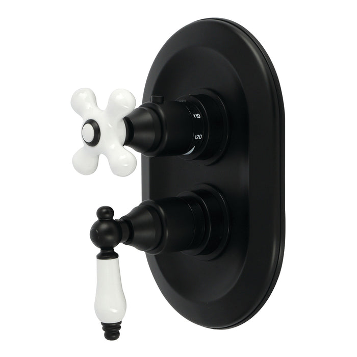 Kingston Restoration KS36300PLE Thermostatic Shower Valve and Trim Kit, Matte Black