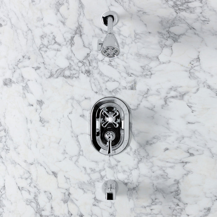 Kingston Restoration KS36310AL Double-Handle 3-Hole Thermostatic Tub and Shower Faucet with Plunger Diverter, Polished Chrome