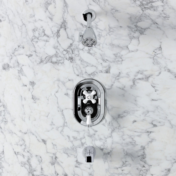 Kingston Restoration KS36310PL Double-Handle 3-Hole Thermostatic Tub and Shower Faucet with Plunger Diverter, Polished Chrome