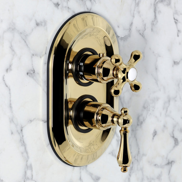 Kingston Heirloom KS36320ALE - Restoration Thermostatic Shower Valve and Trim Kit, Polished Brass