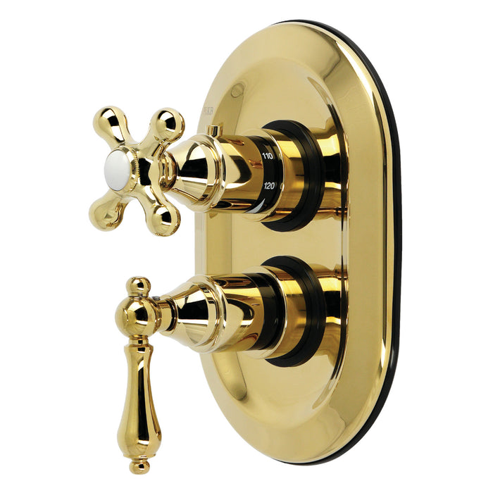 Kingston Heirloom KS36320ALE - Restoration Thermostatic Shower Valve and Trim Set, Polished Brass (Valve Included)