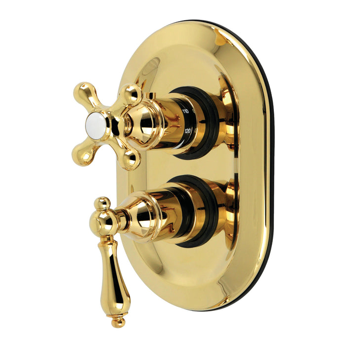 Kingston Heirloom KS36320ALE - Restoration Thermostatic Shower Valve and Trim Kit, Polished Brass